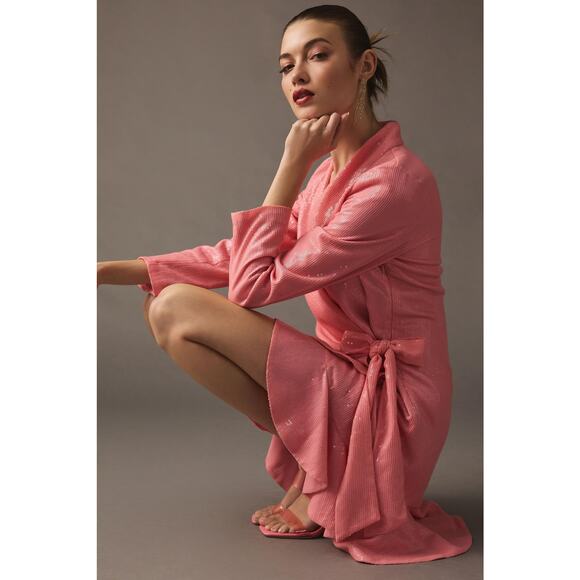 NWT Anthropologie Vineet Bahl Sequin Pink Wrap Dress - Small - Picture 3 of 5